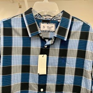 Penguin Plaid Blue Long Sleeve Shirt 55 Slim XXL